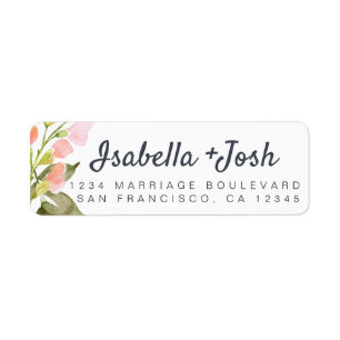 Étiquette Rose Floral Moderne Rustique Mariage Retour Adress