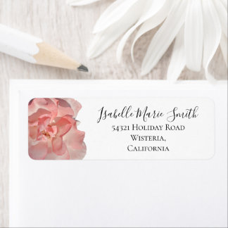 Étiquette Rose florale corail chic rose retour adresse blanc