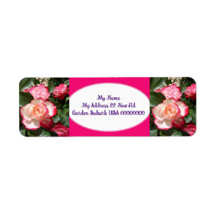 Étiquette Rose Flower Art Rouge Blanc Retour Adresse Étiquet