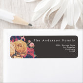 Étiquette Rose foncé Botanique Fete Mariage adresse de retou (En situation)