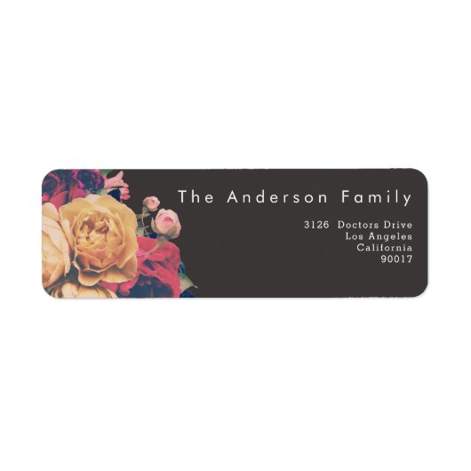 Étiquette Rose foncé Botanique Fete Mariage adresse de retou (Devant)