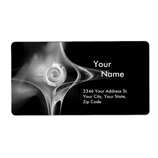 Étiquette ROSE FRACTAL 1 Noir Et Blanc (Devant)