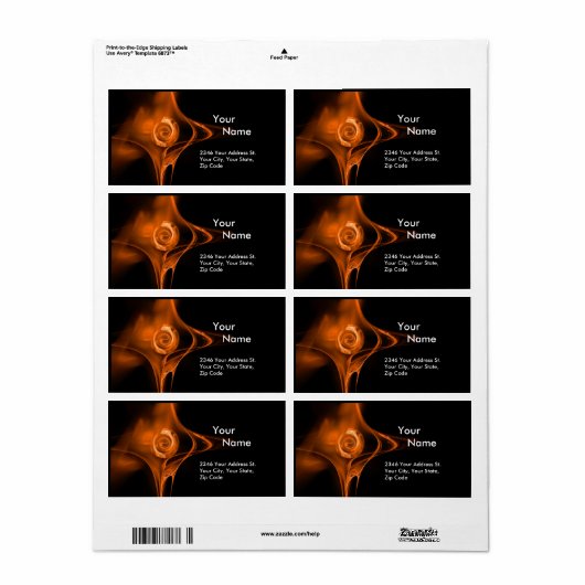 Étiquette ROSE FRACTAL 1 Rouge Brown Noir (Feuille entière)