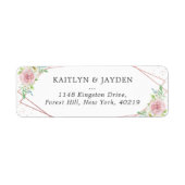 Étiquette Rose géométrique chic Gold Foil Mariage floral (Devant)