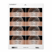 Étiquette Rose Gold Black Floral Moderne Mandala (Feuille entière)