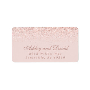 Étiquette Rose Gold Confetti Blush Pink Adresse moderne