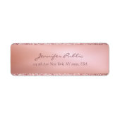 Étiquette Rose Gold Creative Hand Script Texte Adresse de re (Devant)