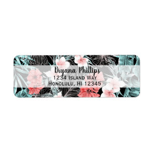 Étiquette Rose Gold Élégant Tropical Botanique Île Luau