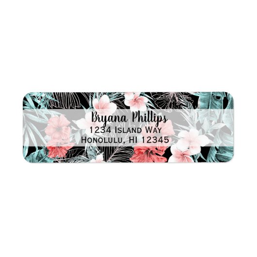 Étiquette Rose Gold Elegant Tropical Botanique Île Luau (Devant)