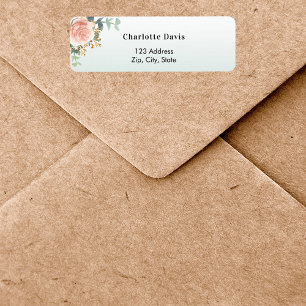 Étiquette Rose gold fleur adresse de retour