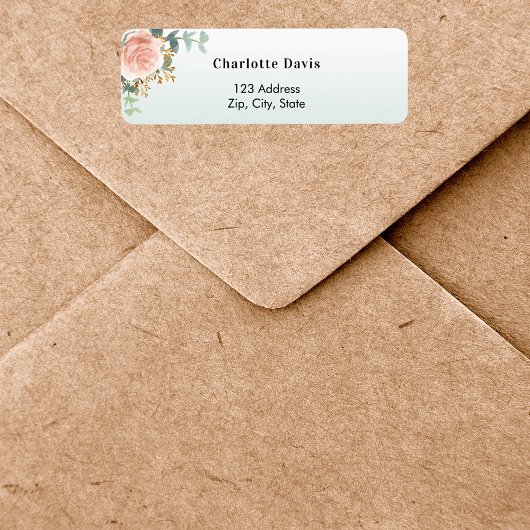 Étiquette Rose gold fleur adresse de retour