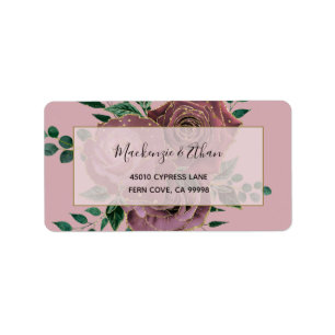 Étiquette Rose Gold Floral Glam Wedding RSVP Adresse de reto