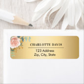 Étiquette Rose gold floral greenery adresse de retour  (En situation)