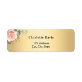 Étiquette Rose gold floral verdure adresse de retour  (Devant)