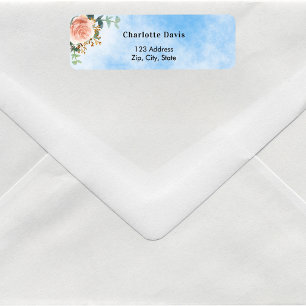 Étiquette Rose gold floral verdure ciel bleu adresse de reto