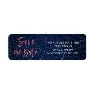 Étiquette Rose Gold Foil et bleu marine Enregistrer la date