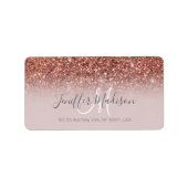 Étiquette Rose Gold Glitter Drips (Devant)