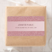 Étiquette Rose Gold Glitter Elegant Template Trendy Shipping (En situation)