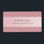 Étiquette Rose Gold Glitter Elegant Template Trendy Shipping<br><div class="desc">Rose Gold Glitter Elegant Template Trendy Shipping Label. Perfect for Directors,  Consultants,  Managers,  Designers,  Musicians,  Realtors,  Corporate Professionals,  Beauty Salons,  Hair Stylists,  Makeup Artists,  all Professions.</div>