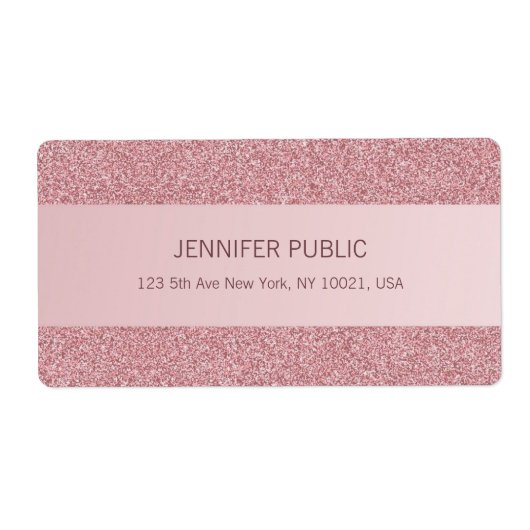 Étiquette Rose Gold Glitter Elegant Template Trendy Shipping (Devant)