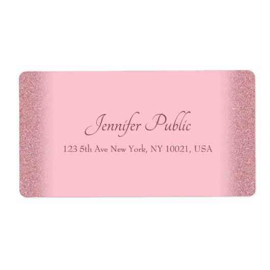Étiquette Rose Gold Glitter Handwriting Script Template Chic (Devant)