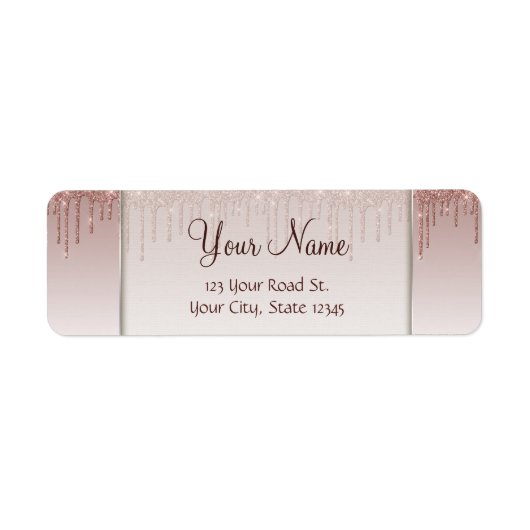 Étiquette Rose Gold Glitter Liquide Drips (Devant)