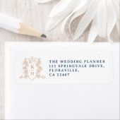 Étiquette Rose gold heart crown monogram wedding (En situation)