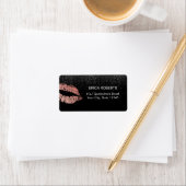 Étiquette Rose Gold Lips Parties scintillant Noire moderne B (En situation)