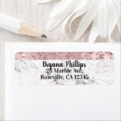 Étiquette Rose Gold Modern Glam Marbre & Parties scintillant (En situation)