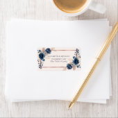 Étiquette Rose Gold Navy Blue Dusty rose Floral Adresse (En situation)