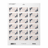 Étiquette Rose Gold Navy Blue Dusty rose Floral Adresse (Feuille entière)