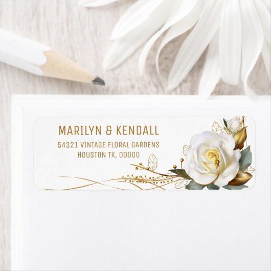 Étiquette Rose Gold Organic Floral Wedding Label (En situation)