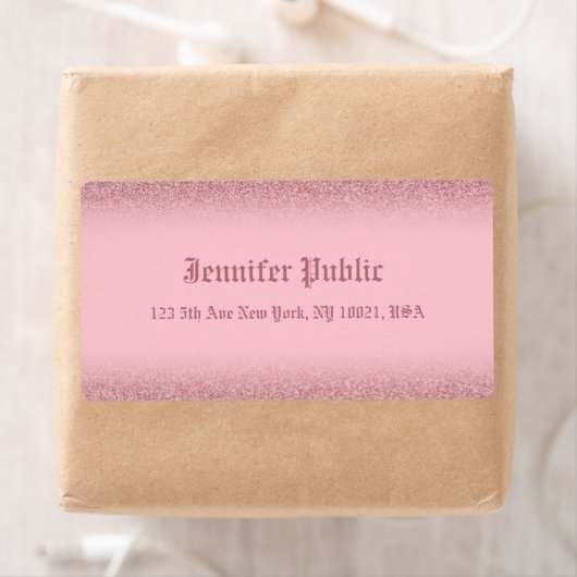 Étiquette Rose Gold Parties scintillant écriture manuscrite  (En situation)