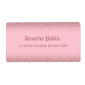 Étiquette Rose Gold Parties scintillant écriture manuscrite  (Devant)