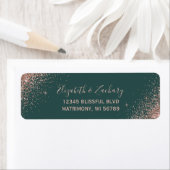 Étiquette Rose Gold Parties scintillant Mariage vert Adresse (En situation)