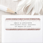 Étiquette Rose Gold Parties scintillant Script Blanc Nom de  (En situation)