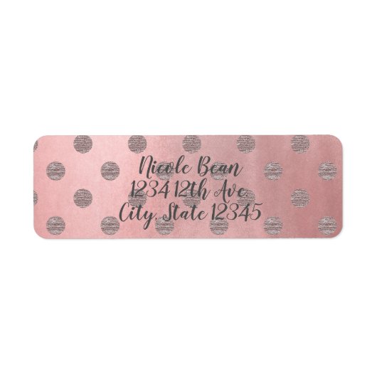 Étiquette Rose Gold Rose Clair Brillant Glamour Points Chic  (Devant)