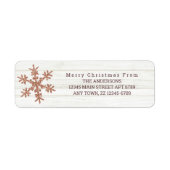 Étiquette Rose Gold Snowflake Chic Rustic Wood Holiday (Devant)