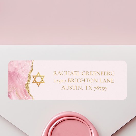 Étiquette Rose Gold Star de David Bat mitzvah Adresse de ret