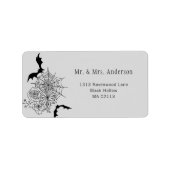 Étiquette Rose gothique Bat Spiderweb Grey Mariage Adresse (Devant)