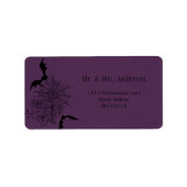 Étiquette Rose gothique Bat Spiderweb Purple Mariage Adresse (Devant)