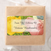 Étiquette Rose jaune rose Roses Personnalisé Bibliothèque Ét (En situation)