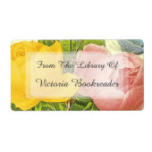 Étiquette Rose jaune rose Roses Personnalisé Bibliothèque Ét (Devant)