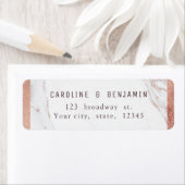 Étiquette Rose marbre or moderne mariage adresse de retour (En situation)
