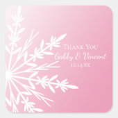 Étiquette rose Merci de mariage hivernal Favor (Devant)