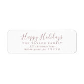 Étiquette Rose minimum Gold Happy Holidays Adresse de retour (Devant)