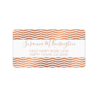 Rose moderne Gold Foil Chevron sur l'adresse blanc