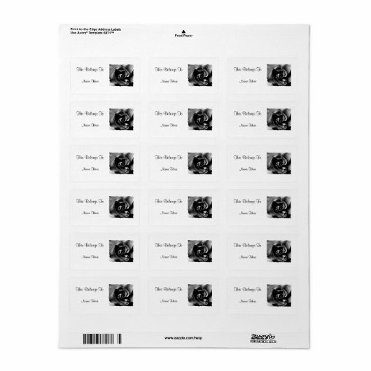 ÉTIQUETTE ROSE NOIR (Feuille entière)