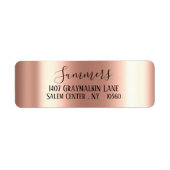 Étiquette Rose or brossé métal Script Adresse (Devant)