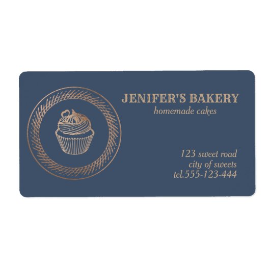 Étiquette Rose or cupcakes maison et gâteries emballage (Devant)